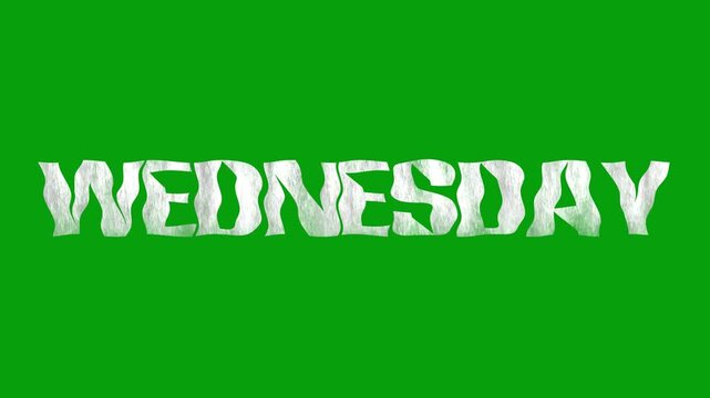 Creative motion graphic animation featuring waterfall effects flowing through the alphabet letters of weekdays (Wednesday). Perfect for video intros, digital displays, educational content