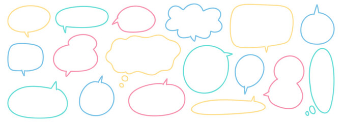 手書きのシンプルベクター吹き出しセット
