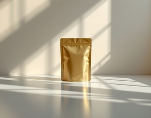 Golden Metallic Package Reflective Surface with Soft Lighting
