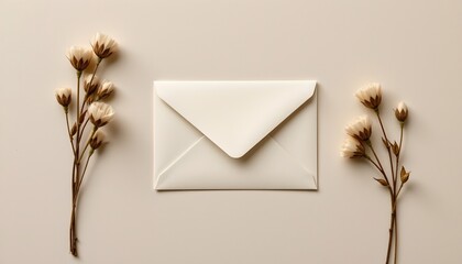 Minimalist Neutral Toned Envelope with Dried Natural Elements