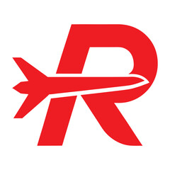 Letter R Airplane Logo Template Vector Icon Illustration, Travel and Aviation Concept