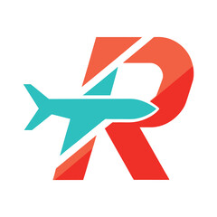 Letter R Airplane Logo Template Vector Icon Illustration, Travel and Aviation Concept