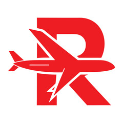 Letter R Airplane Logo Template Vector Icon Illustration, Travel and Aviation Concept