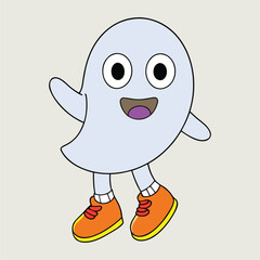 Happy running ghost in orange shoes