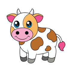 Happy smiling  cow cheerful cartoon vector illustration