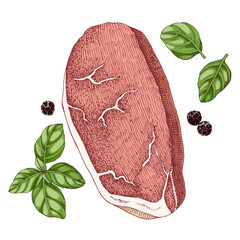 New York chop raw pork vector