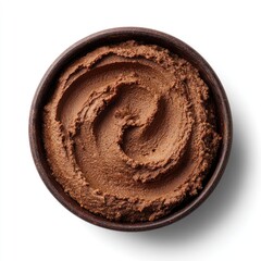 Dark chocolate hummus in a rustic bowl