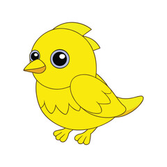 Cute Colorful Canary Bird Cartoon Vector Icon Illustration, Animal Nature Concept