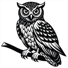 Obraz premium Owl Illustration,Black and White Vintage Woodcut Style Bird Vector Design, Owl vector,Owl design,Owl concept,Owl cartoon,Owl icon,Owl template,Owl art,Owl topics,Owl doodle