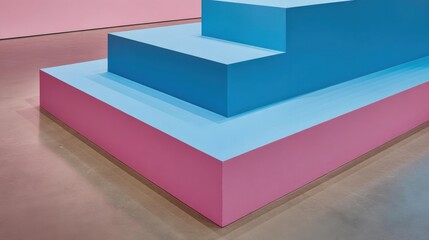 Minimalist Arrangement of Geometric Forms with Playful Color Palette in a Modern Interior Space