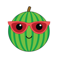 Happy Watermelon Character with Cool Sunglasses Vector Artwork