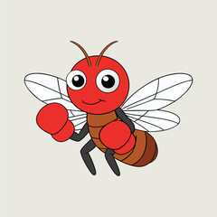 Cute Mosquito Boxer Cartoon with Boxing Gloves Illustration