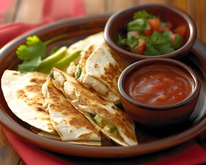 Delicious Chicken Quesadillas with Salsa and Pico de Gallo
