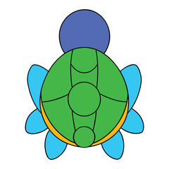 Vector illustration of turtle isolated on white background.