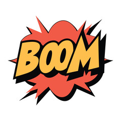 Boom 3D Lettering Design Vector Icon Illustration, Typography Concept