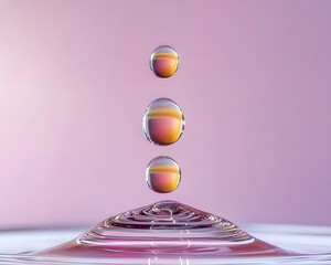 Abstract Water Droplets Pink Background Macro Photography