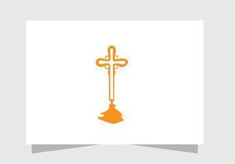 Christian Cross icon, Ornate Christian Cross with Tassel Religious Symbol vector design