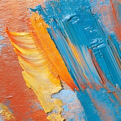 Abstract Oil Painting Texture Blue Orange Yellow Strokes