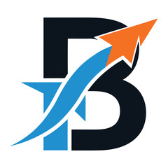 letter B arrow up logo