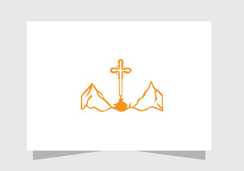 Christian Cross icon, Ornate Christian Cross with Tassel Religious Symbol vector design
