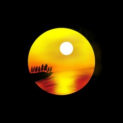 Golden Sunset Reflection Over the Sea with Silhouette Trees” 🌅✨

