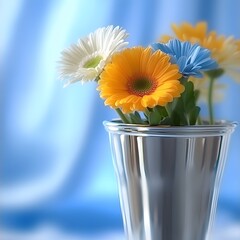 Vibrant Gerbera Daisies in Silver Vase Bouquet