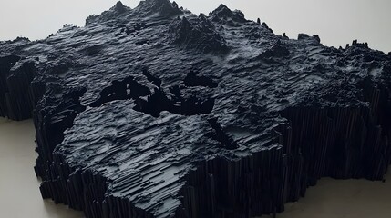 Abstract Dark Grey 3D Topographic Map Art Sculpture