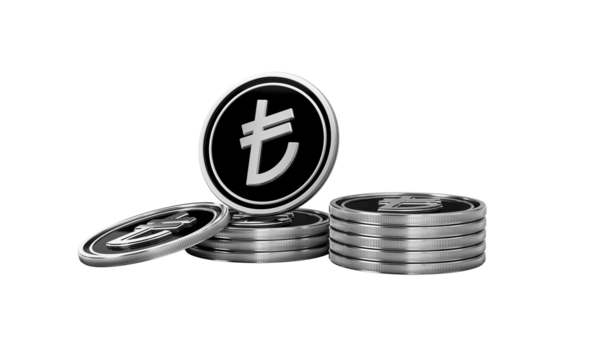 Turkish Lira silver coins stack. Finance, investment, and economy concept.