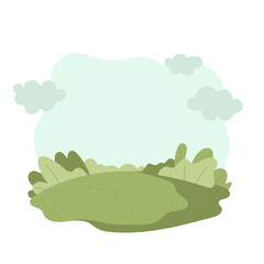 Simple Cartoon Style Green Park Landscape Background Vector