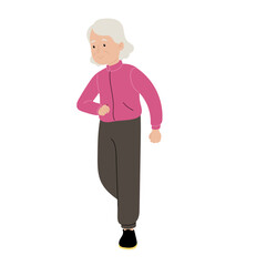 Smiling Active Senior Woman Jogging in Pink Sportswear Vector