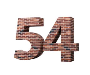 Bricks Wall Number Fifty Four 54 Digit Made Of Colored Wall Of Bricks 3D Illustration
