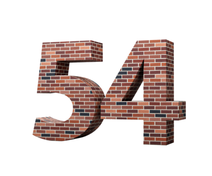Bricks Wall Number Fifty Four 54 Digit Made Of Colored Wall Of Bricks 3D Illustration