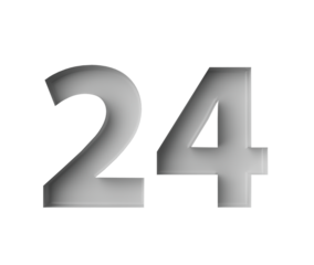 Sleek White Number 24 Twenty Four With Subtle Shadow Embossed Into Grey Background 3D Illustration