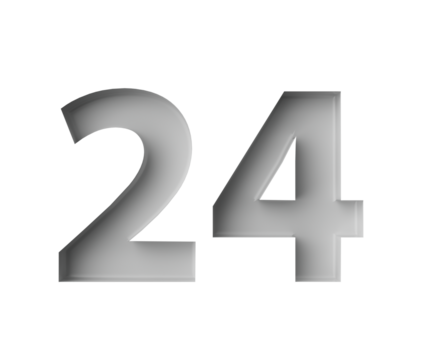 Sleek White Number 24 Twenty Four With Subtle Shadow Embossed Into Grey Background 3D Illustration