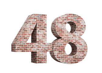 Number Forty Eight 48 Digit Made Of Old Grunge Texture Wall Of Bricks 3D Illustration
