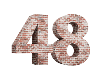 Number Forty Eight 48 Digit Made Of Old Grunge Texture Wall Of Bricks 3D Illustration
