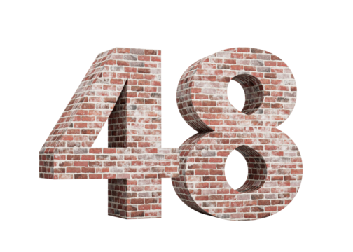 Number Forty Eight 48 Digit Made Of Old Grunge Texture Wall Of Bricks 3D Illustration