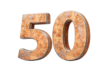 Number Fifty 50 Digit Made Of Old Rusty Iron Metal Texture 3d Illustration