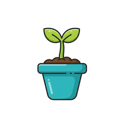 Flat Design Sprout Pot Icon