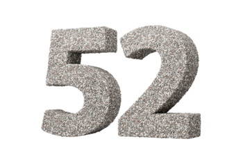 Number Fifty Two 52 Digit Made Of Rock Fragments Or Gravels 3d Illustration