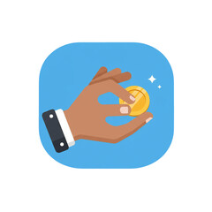 Hand Holding Coin Flat Design Icon