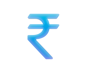 Vibrant 3D Indian Rupee symbol in blue and purple gradient for financial themes. 3d illustration