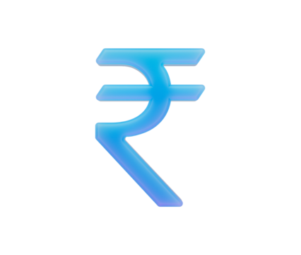 Vibrant 3D Indian Rupee symbol in blue and purple gradient for financial themes. 3d illustration