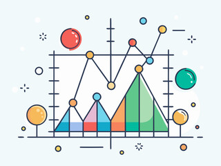Abstract Line Graph with Colorful Peaks and Bubbles