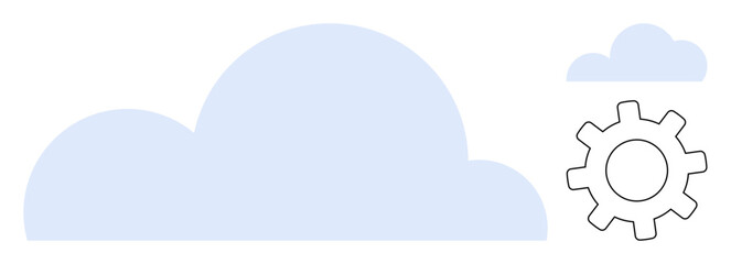 Large blue cloud with smaller cloud and gear icon symbolizing cloud computing, digital technology, and innovation. Ideal for IT, innovation, data storage, networking, business, automation and cloud