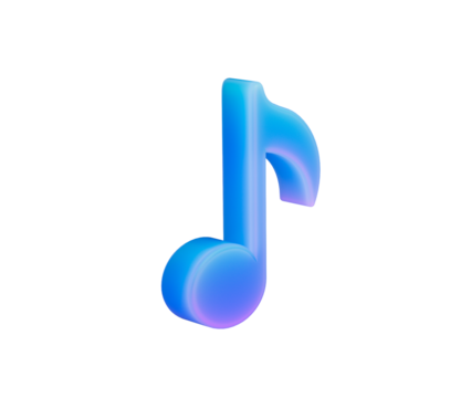 Vibrant 3D musical note icon for modern music concepts and digital design. 3d illustration