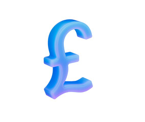 Vibrant 3D glowing British Pound symbol representing finance, and wealth. 3d illustration