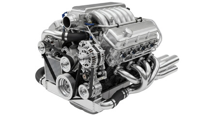 Realistic Car Engine Isolated Transparent White Background