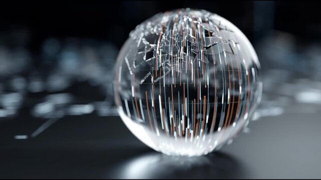 AI Bubble. Sci-fi finance. AI collapse concept. Modern economic symbolism. A broken crystal globe depicting financial market charts. - Powered by Adobe