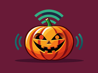 Jack-o-lantern pumpkin with Wi- Fi signal waves 